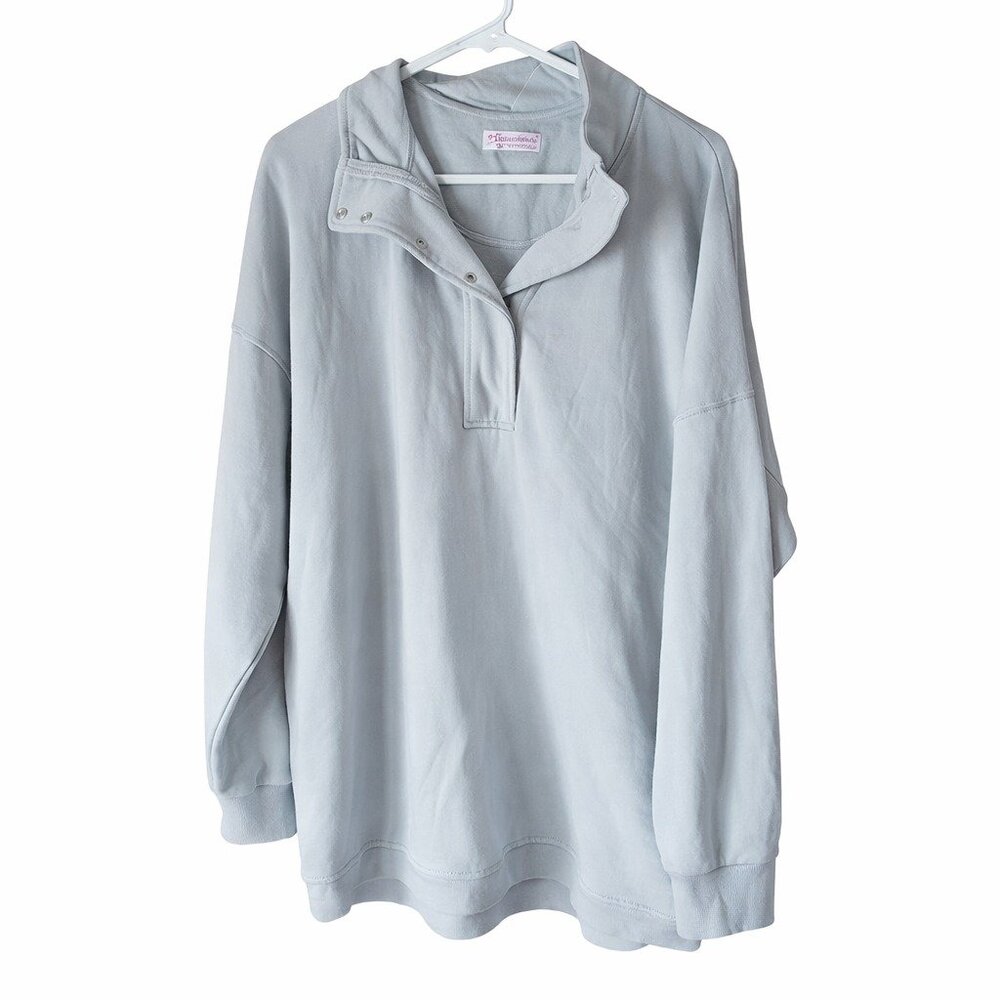 Discount Divas Gray Half Zip Pullover Sweatshirt Top Size 1X Plus Size Casual
